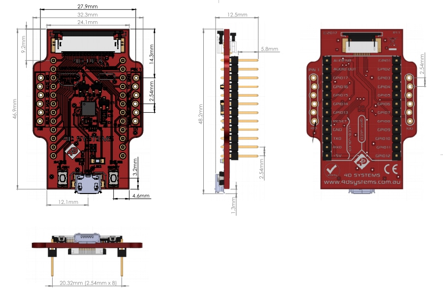 Mechanical Drawing - 4D Systems 4D-UPA Universal Programmer Mechanical Drawing - 4D Systems 4D-UPA Universal Programmer